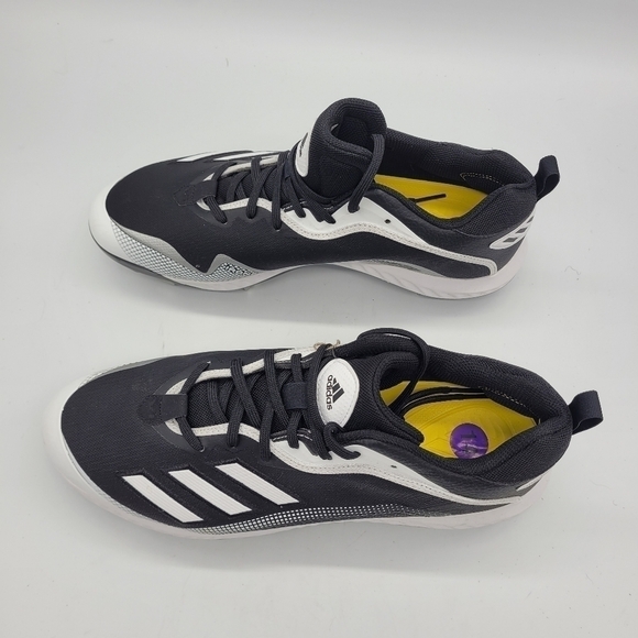 Adidas White Icon 6 Bounce Baseball Cleats Men\'s 14 Shoes Black White NEW